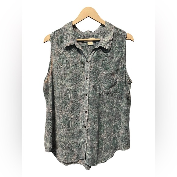 🟣Liz Claiborne Sleeveless Button-Down Blouse – XL - Picture 1 of 4